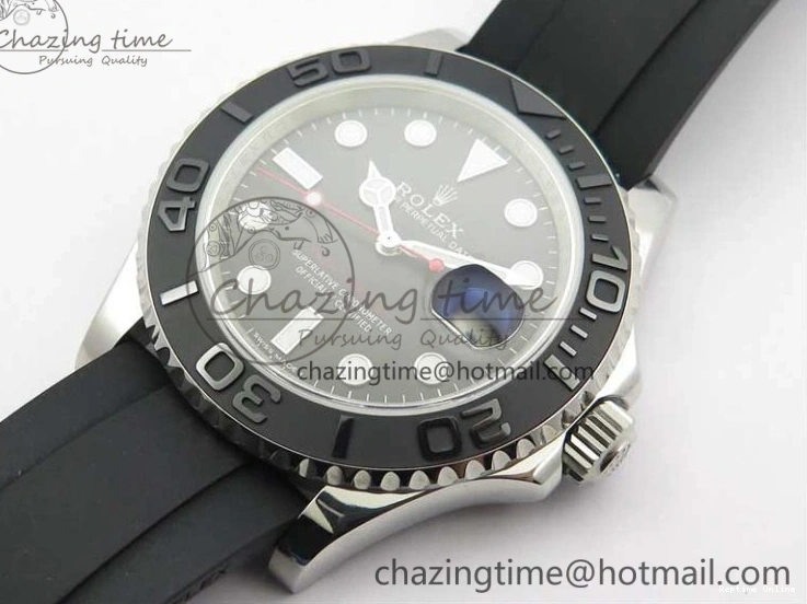 0130 Yacht-Master 116655 ARF SS Custom Made Black Ceramic Bezel on Oysterflex Rubber Strap A HighPerformance 3064